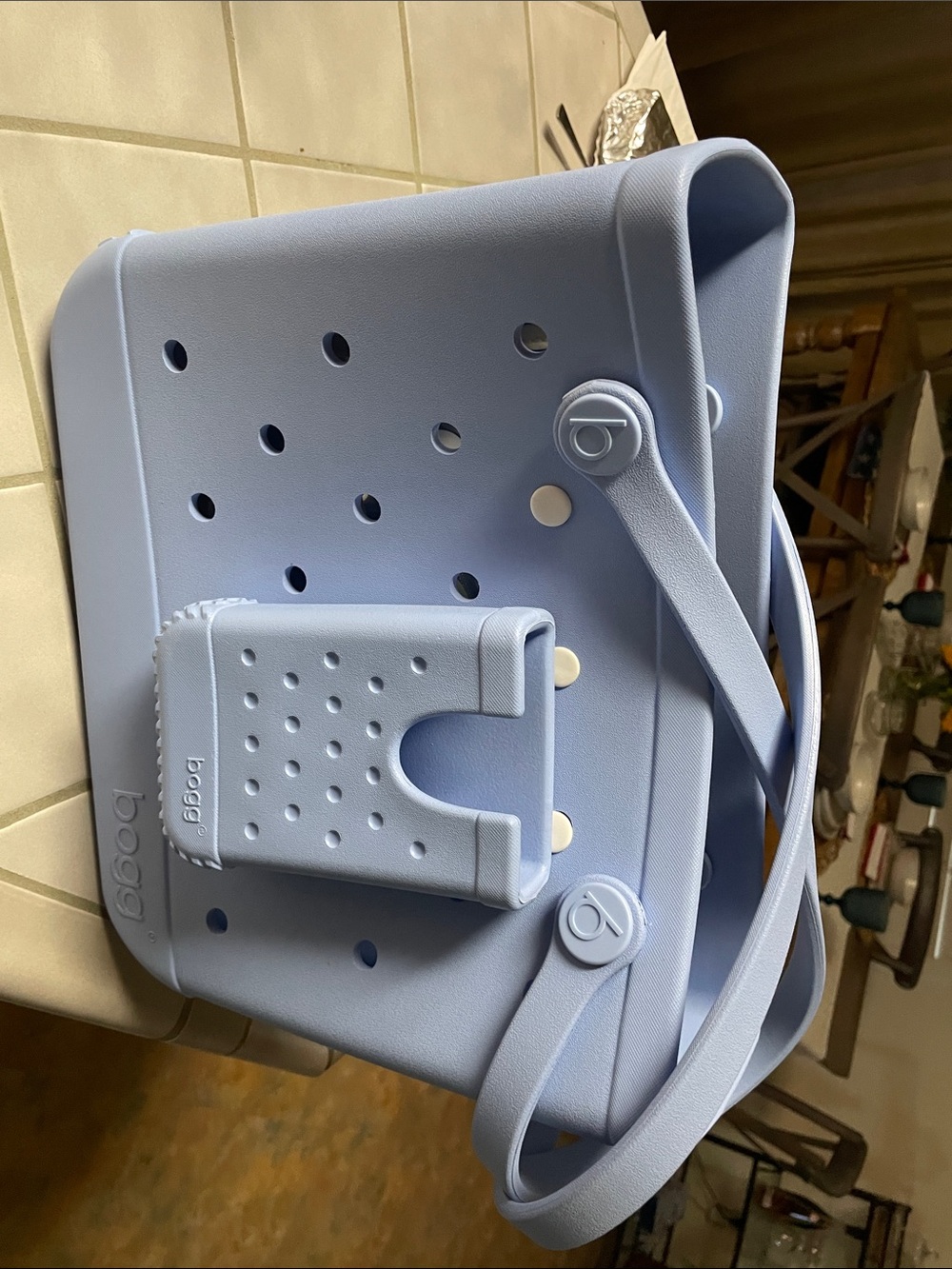 Bogg Bag Light Blue Tote with Removable  make up pouch and phone holder